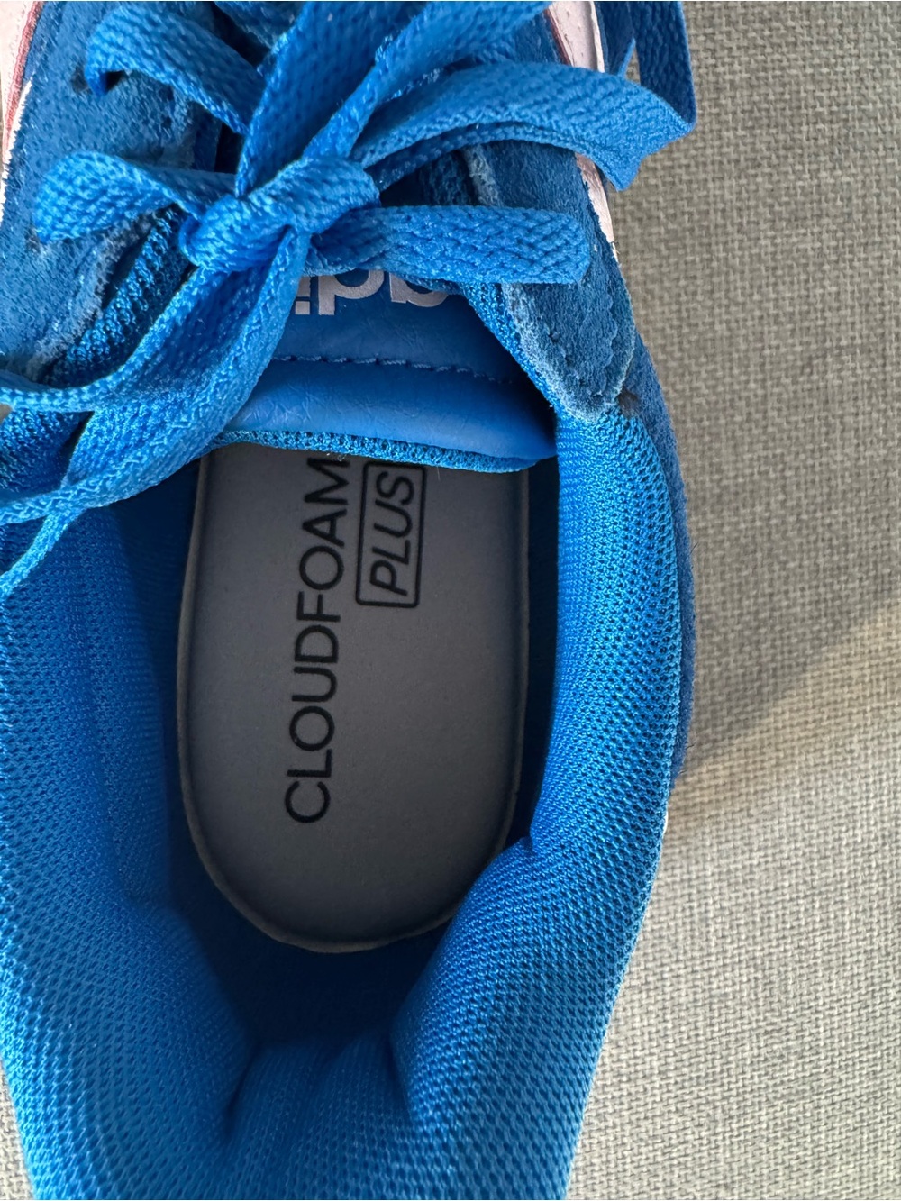 adidas Women's Sneakers Blue with Pink Stripes and Gum Sole - Picture 3 of 7